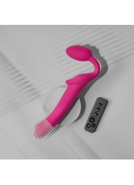 Ярко-розовый безремневой страпон Strap-on-me Vibrating Bendable Strap-On size L - Strap-on-me - купить с доставкой в Раменском
