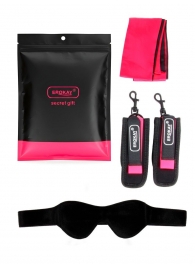 Черно-розовый эротический набор: маска, наручники и повязка - Erokay - купить с доставкой в Раменском