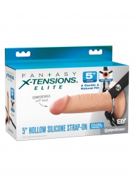 Телесный пустотелый фаллопротез 5’’ Hollow Silicone Strap-On - 14 см. - Pipedream - купить с доставкой в Раменском