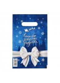 Сине-белый подарочный новогодний пакет с вырубной ручкой (20х30 см) - Сима-Ленд - купить с доставкой в Раменском