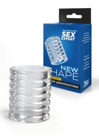 Прозрачная сквозная насадка на пенис с ребрышками - Sex Expert - в Раменском купить с доставкой