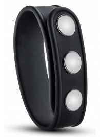 Черное эрекционное кольцо на кнопках - Blush Novelties - в Раменском купить с доставкой