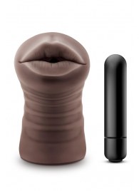 Коричневый мастурбатор-ротик Krystal Vibrating Masturbator - Blush Novelties - в Раменском купить с доставкой