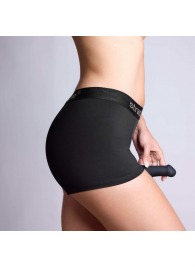 Черные трусики-боксеры для фиксации насадок Strap-on-me Harness Lingerie Allure - size M - Strap-on-me - купить с доставкой в Раменском