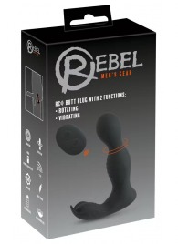 Черная анальная пробка с вибрацией, вращением и пультом ДУ RC Butt Plug with 2 Functions - Orion - в Раменском купить с доставкой