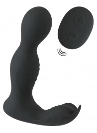 Черная анальная пробка с вибрацией, вращением и пультом ДУ RC Butt Plug with 2 Functions - Orion - в Раменском купить с доставкой
