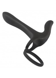 Черная насадка на член с вибрацией Couple’s Vibrator - Orion - в Раменском купить с доставкой