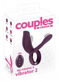 Фиолетовая насадка на член с клиторальным отростком и пультом ДУ RC Couple’s Vibrator 2 - Orion - в Раменском купить с доставкой