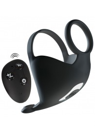 Черная вибронасадка для эрекции и стимуляции мошонки Cock ring with RC ball massager - Orion - в Раменском купить с доставкой