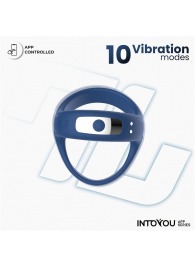 Синее интерактивное эрекционное виброкольцо Rank - Intoyou - в Раменском купить с доставкой