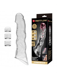 Прозрачный фаллоудлинитель с 3 вставками - 28 см. - Baile - в Раменском купить с доставкой