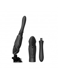 Черная секс-машина с функцией нагрева, насадками и присоской Sesh - Zalo - купить с доставкой в Раменском