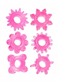 Набор из 6 розовых эрекционных колец с различным рельефом - Erowoman-Eroman - в Раменском купить с доставкой