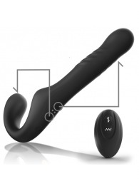 Черный безремневой страпон с вибрацией и возвратно-поступательными движениями - 24 см. - Ibiza - купить с доставкой в Раменском