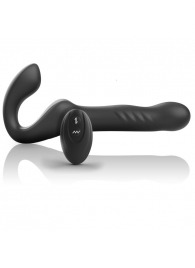 Черный безремневой страпон с вибрацией и возвратно-поступательными движениями - 24 см. - Ibiza - купить с доставкой в Раменском