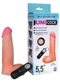 Фаллическая насадка Харнесс UNICOCK 5,5  с вибрацией - 17 см. - LOVETOY (А-Полимер) - купить с доставкой в Раменском