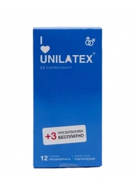 Классические презервативы Unilatex Natural Plain - 12 шт. + 3 шт. в подарок - Unilatex - купить с доставкой в Раменском