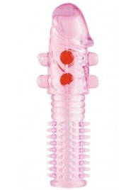 Гелевая розовая насадка с шариками и шипами - 14 см. - ToyFa - в Раменском купить с доставкой