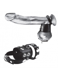 Утяжка на пенис и мошонку Cock Ring With 1.5  Ball Stretcher And Optional Weight Ring - BlueLine - купить с доставкой в Раменском