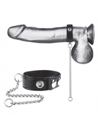 Утяжка на пенис с поводком Snap Cock Ring With 12  Leash - BlueLine - купить с доставкой в Раменском