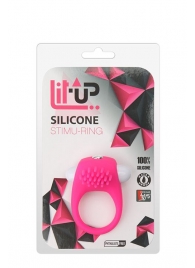 Розовое эрекционное кольцо с щеточкой LIT-UP SILICONE STIMU RING 5 - Dream Toys - в Раменском купить с доставкой