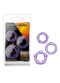 Набор из 3 фиолетовых эрекционных колец Stay Hard Beaded Cockrings - Blush Novelties - в Раменском купить с доставкой