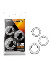 Набор из 3 прозрачных эрекционных колец Stay Hard Beaded Cockrings - Blush Novelties - в Раменском купить с доставкой