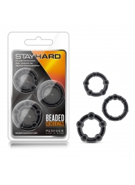 Набор из 3 чёрных эрекционных колец Stay Hard Beaded Cockrings - Blush Novelties - в Раменском купить с доставкой