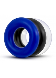 Набор из 3 разноцветных колец Stay Hard Donut Rings - Blush Novelties - в Раменском купить с доставкой