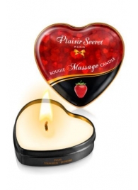 Массажная свеча с ароматом клубники Bougie Massage Candle - 35 мл. - Plaisir Secret - купить с доставкой в Раменском
