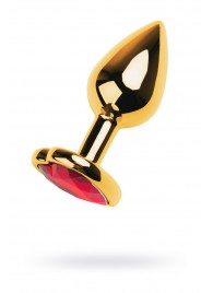 Золотистая анальная пробка с кристаллом-сердцем - 7,5 см. - ToyFa - купить с доставкой в Раменском