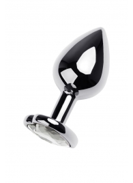 Серебристая анальная пробка с прозрачным кристаллом-сердцем - 8 см. - ToyFa - купить с доставкой в Раменском