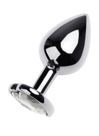 Серебристая анальная пробка с прозрачным кристаллом-сердцем - 8 см. - ToyFa - купить с доставкой в Раменском