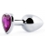 Серебристая анальная пробка с фиолетовым кристаллом-сердечком - 8 см. - Anal Jewelry Plug - купить с доставкой в Раменском