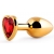 Золотистая анальная пробка с красным стразом-сердечком - 8 см. - Anal Jewelry Plug - купить с доставкой в Раменском