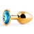 Золотистая анальная пробка с голубым стразом - 7,2 см. - Anal Jewelry Plug - купить с доставкой в Раменском
