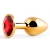 Золотистая анальная пробка с красным стразом - 7,2 см. - Anal Jewelry Plug - купить с доставкой в Раменском