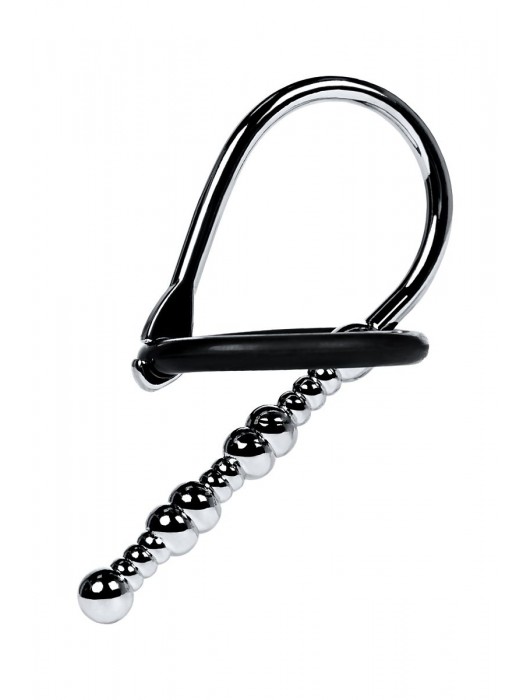 Серебристый уретральный плаг-бусины TOYFA Metal с мягким фиксириющим кольцом - ToyFa - купить с доставкой в Раменском