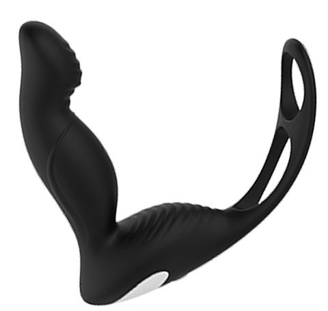 Черный вибромассажер простаты P-PLEASER W ERECTION ENHANCE - Dream Toys - в Раменском купить с доставкой