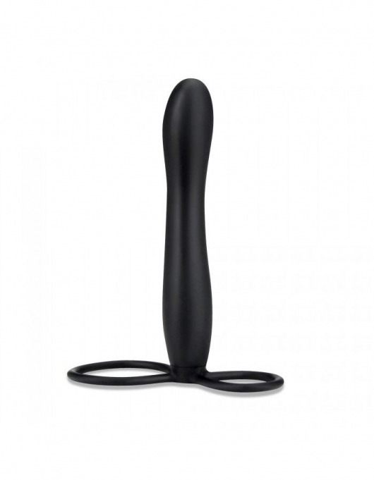 Черная насадка на пенис для двойной стимуляции Mojo BlackJack - 15 см. - Seven Creations - в Раменском купить с доставкой