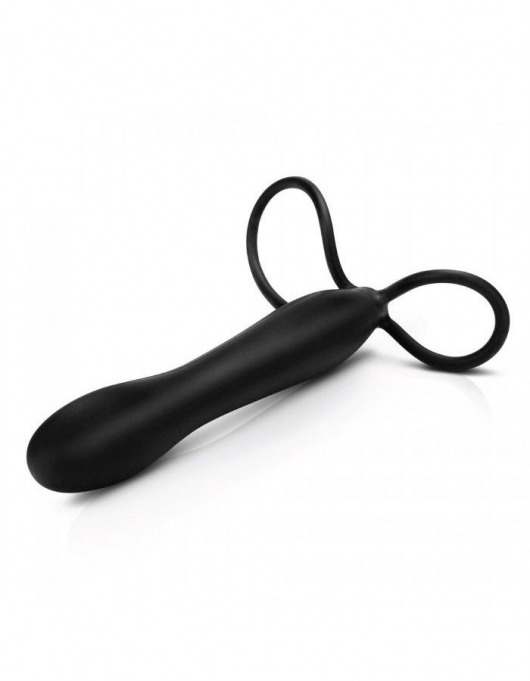 Черная насадка на пенис для двойной стимуляции Mojo BlackJack - 15 см. - Seven Creations - в Раменском купить с доставкой