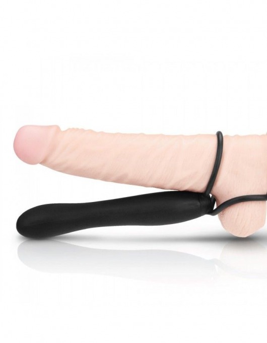 Черная насадка на пенис для двойной стимуляции Mojo BlackJack - 15 см. - Seven Creations - в Раменском купить с доставкой