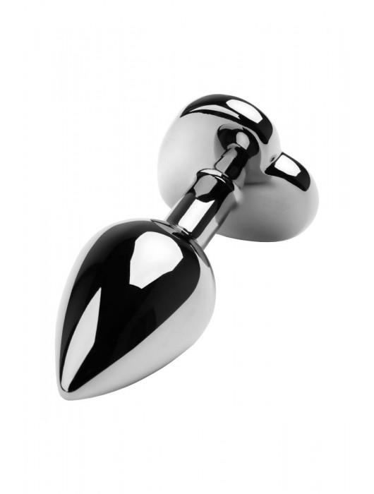 Серебристая коническая анальная пробка с красным кристаллом-сердечком - 7 см. - ToyFa - купить с доставкой в Раменском