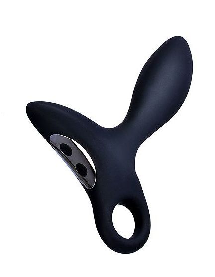 Черный силиконовый анальный вибромассажер Erokey с колечком-ограничителем - Erokay - в Раменском купить с доставкой