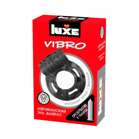 Чёрное эрекционное виброкольцо Luxe VIBRO  Африканский Эль Дьябло  + презерватив - Luxe - в Раменском купить с доставкой