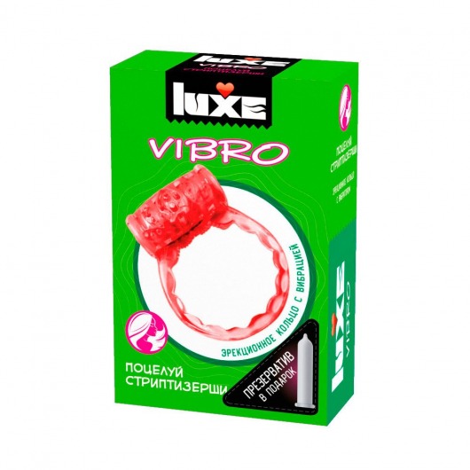 Розовое эрекционное виброкольцо Luxe VIBRO  Поцелуй стриптизёрши  + презерватив - Luxe - в Раменском купить с доставкой