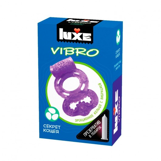 Фиолетовое эрекционное виброкольцо Luxe VIBRO  Секрет Кощея  + презерватив - Luxe - в Раменском купить с доставкой