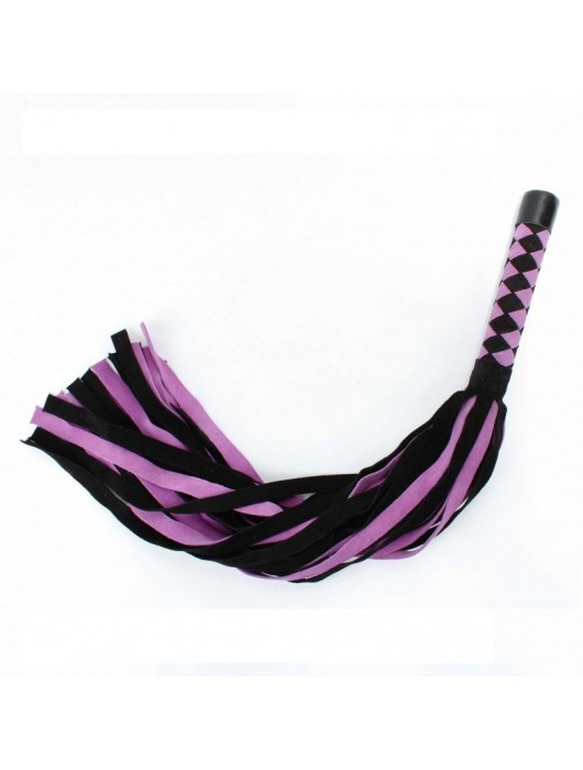 Черно-розовая плеть из замши - 58 см. - БДСМ Арсенал - купить с доставкой в Раменском