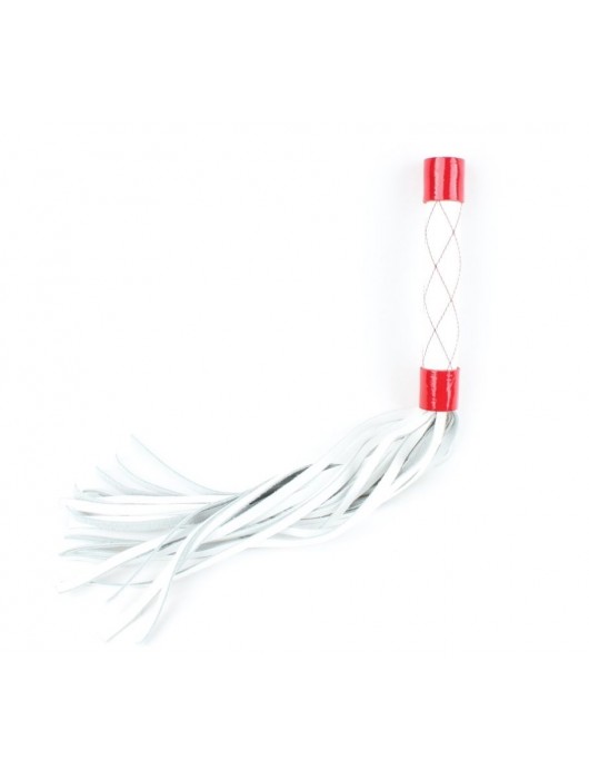 Бело-красная плеть средней длины с ручкой - 44 см. - БДСМ Арсенал - купить с доставкой в Раменском