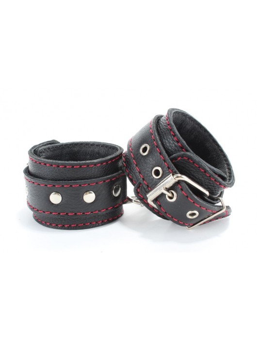 Черный бондажный набор с красной строчкой - БДСМ Арсенал - купить с доставкой в Раменском